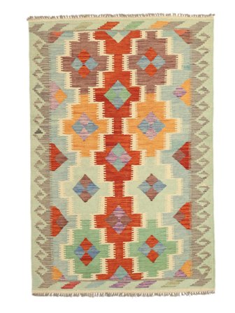 Kilim Afghan Old Style Rug 118X178 Green/Dark Red Wool, Afghanistan