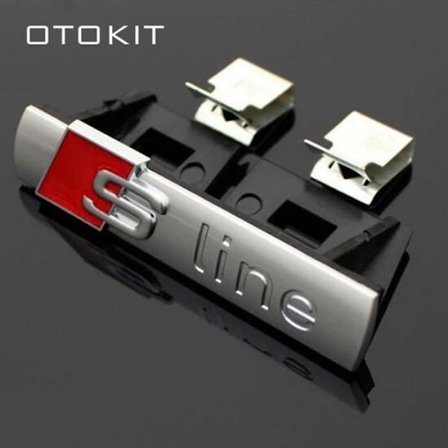 3D S-Line Sline Främre Grill Emblem Badge Krom Plast ABS Grill Klistermärke Tillbehör För Audi A1 A3 A4 B6 B8 B5 B7