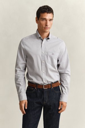 GANT Herren Regular Fit Classic Popeline Hemd (M) Grau