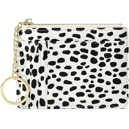 PU Dragkedja Myntbörs Tryck Dragkedja Kortfodral med Nyckelring Dam Myntväska (Vit)