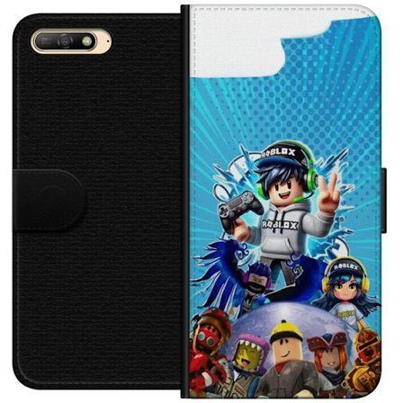 Kompatibelt Lommeboketui til Huawei Huawei Y6 (2018) Roblox gamer karakter med headset og kontroller fargerik spillillustrasjon med energi