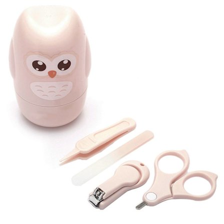 4 i 1 Sikker Baby Neglesett Ugleboks Negleklipper Rosa KLB