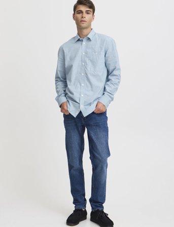 Casual Friday Cfalvin Ls Dobby Striped Shirt - Blue - S