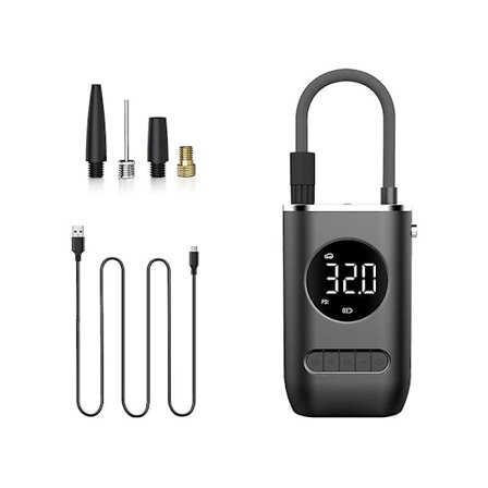 Kannettava ilmakompressori, 150 PSI Mini sähköinen polkupyörän pumppu digitaalisella näytöllä ja LED-valolla, 4000 mAh akku, langaton autonrenkaan 