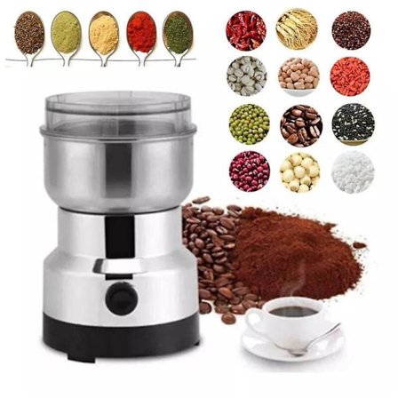 Elektrisk kværn i rustfrit stål 220V, Mini kaffe- og nøddekværn, Kompatibel med køkkenredskaber til nødder og krydderier