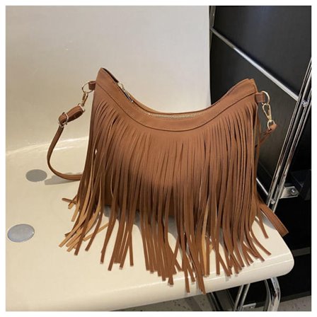 Tofs Crossbody Bag Fringe Axelväska BRUN