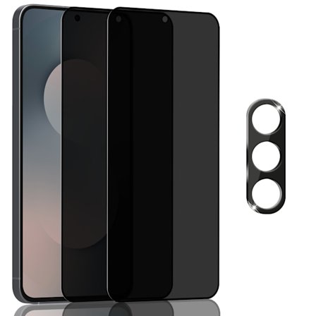 2-Pack Samsung S25 FE Privacy Skærmbeskyttelse & 1-Pack linsebeskyttelse - Hærdet Glas 9H - Super kvalitet 3D