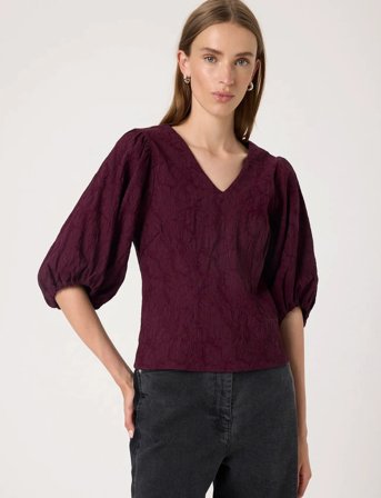 Soaked in Luxury Slmaybel Blouse 3/4 - Burgundy - S