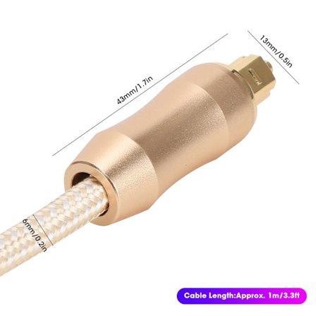 5.1 Ljudspår Digital Optisk Fiber Audiokabel Guld för Högtalare Effektstärkare TV Guld 1m