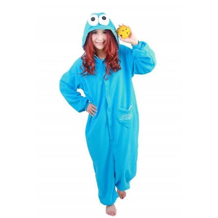 Adult Sesame Street Cookie Costume Pajamas Outfit -a