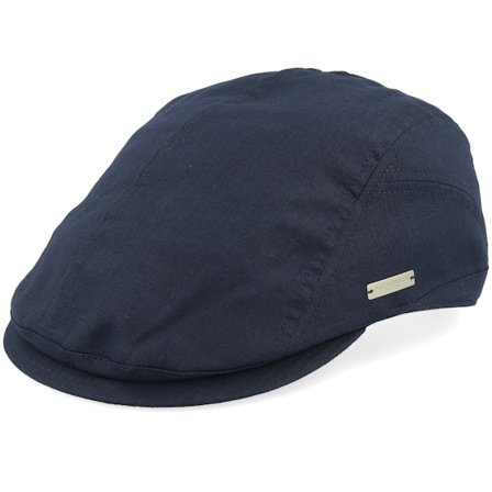 Seeberger - Linen-cotton Swallow Blue Dad Cap Flatcap Blue Cap - @ Hatstore