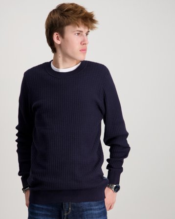 Jack & Jones JPRBLUBARKLEY KNIT CREW NECK JNR Blå Genser Gutt - Kids Brand Store