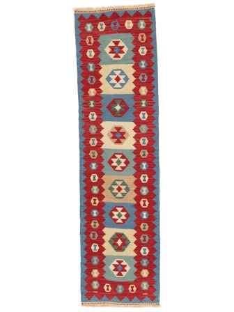 Tessuto A Mano Kilim Ghashghai Tappeto 81X294 Persiano Rosso Scuro/Blu Scuro Piccolo