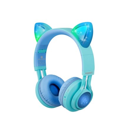Barnhörlurar Bluetooth Headset Qk-01 Kattöron med Mikrofon för iPhone/iPad Blå YEMAESRE