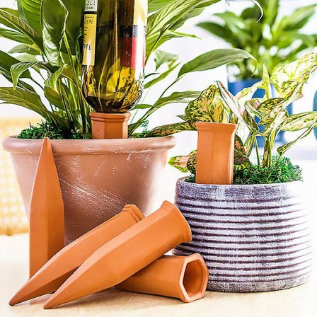 Cne-bevattningskoner, terracotta, 8-pack, för PET-flaskor D1,5 L, krukor och krukväxter, terracotta