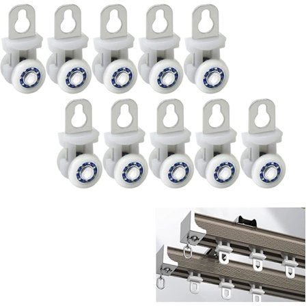 Pakke med 10 gardinskinner Glidende gardinskinne Metal To Hjul Draper Skinne Retningsrulle Lydløs