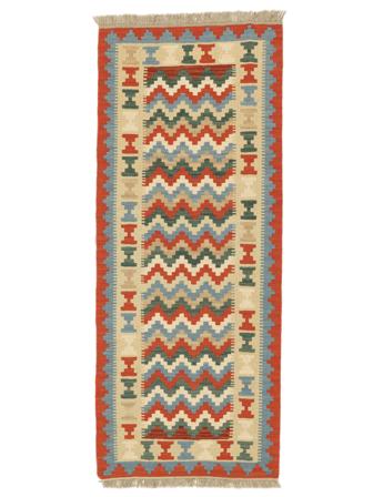 Persian Kilim Qashqai Rug 81X199 Runner Dark Red/Orange ( Persia/Iran)