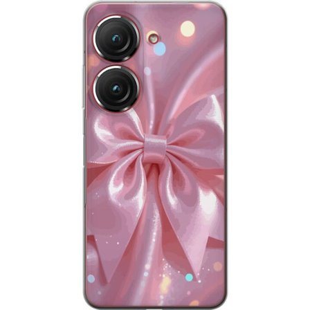 Kompatibelt Mobilskal till Asus Asus Zenfone 9 Rosa sidenrosett - Elegant glittrigt band med ljuseffekter