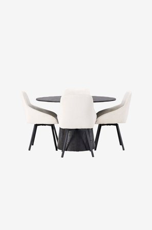 Venture Home - Spisegruppe Lanzo med 4 stk stoler Rosie - Svart - Spisegruppe 4 personer - Fra Homeroom