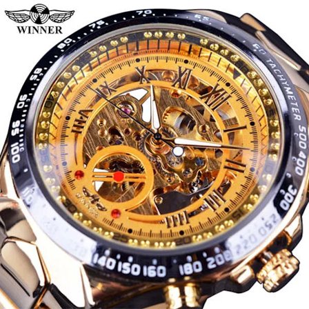 Vinnare Nytt nummer Sport Design Bezel Golden Watch Herrklockor Toppmärke Lyx Montre Homme Klocka Herr Automatisk Watch