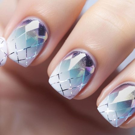 Fyrkantiga Press-on Naglar Korta Lösnaglar Press ons med Lila Blå Utsmetade Linjer Design Lim på Naglar Glansiga Akryl Lösnaglar Full Täckning Stick 