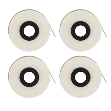 4 rullar etikettmaskintejp 8 m lång 5 mm bred etiketttejpsersättning för MAX LM370 LM380 LM390 klistermärken vit