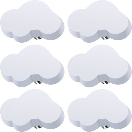 (Hvid) 6 Pak Sky-Formet Skuffegreb, Børnemøbler Greb, Gummi Greb til Piger Drenge, til Skabshåndtag, Skuffer,