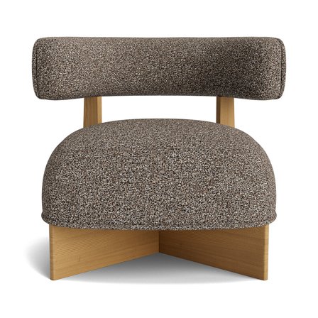 Stake Lænestol, egetræ - Corbett Greige - 80x74x70cm - Massiv Egetræs Lænestol med PU Skum & Spånplade - Komfortabel & Stilfuld