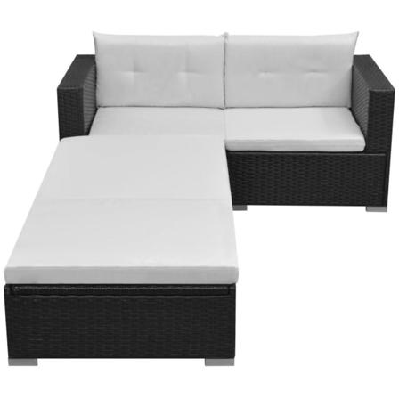 Vidaxl Loungeset För Trädgården Med Dynor 3 Delar Konstrotting S Svart