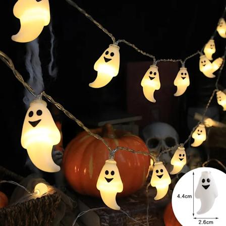 Halloween Dekorasjon Led Lysstreng Gresskar Hodeskalle Øyeformet Lampe Streng Trick Or Treat Lykt Skrekk Halloween Dag 1.5m Ghost