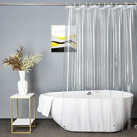 Extra långt transparent duschdraperi 180x200cm, Transparent