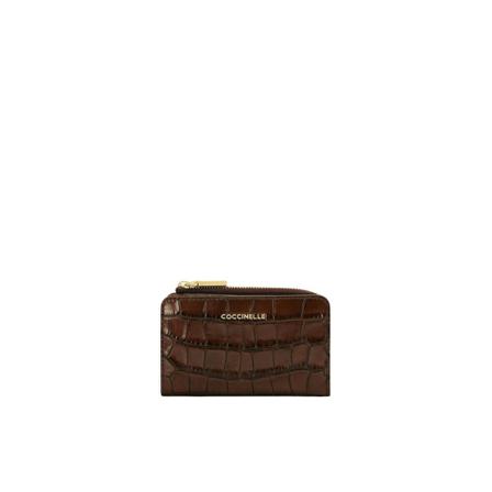 Coccinelle Metallic Croco Pung Brun, Dame Punge og Kortholder, Størrelse: ONE Size