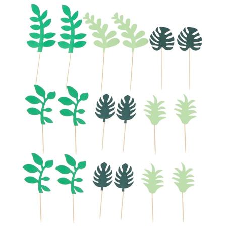 24 kpl/4 sarjaa Havaijilaisia juhlkakku-koristeita palmunlehti-kakku-inserttikortteja juhliin Vihreä 20x8cm Green 20x8cm