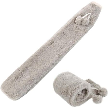 Värmedyna Extra Lång Vattenflaska med Överdrag Vattenflaska med Fleeceöverdrag 2,5 Liter Gummi Vattenflaska för Kramper Kompress Smärtlindring 