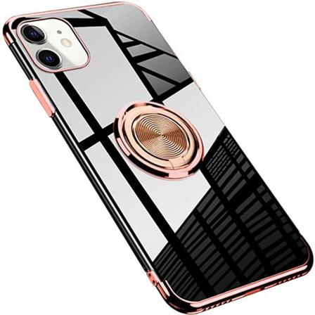 Iphone 12 - Praktiskt Stilrent Skal Med Ringhållare Roséguld