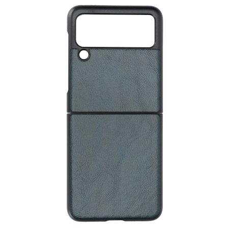 Fodral i äkta läder med skyddande vikfunktion för Samsung Galaxy Z Flip 3, blå