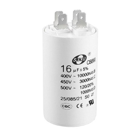 CBB60 kondensator funksjon 16uF 450V AC dobbel innsetting 50-60Hz sylinder 75x37mm hvit for motor kompressor [DB]
