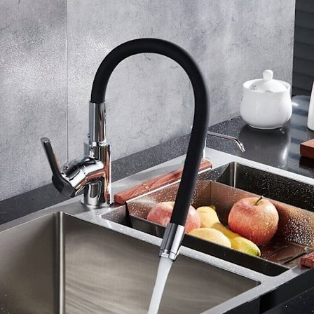 Koppar enkel kylning svart universell bikake vattenutlopp vertikal roterande teleskopisk enkel kylning kökskran