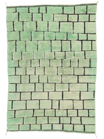 218X310 Dywan Berber Moroccan - Mid Atlas Nowoczesny Zielony/Czarny (Wełna, Maroko) Carpetvista