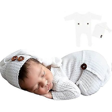 2-pack virkade babyfotograferingstillbehör för 0-2 månader - Vit