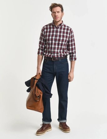 GANT Reg Windblown Flannel Check Shirt - Brown - M