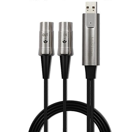 USB IN-OUT MIDI -kaapeli, yksi sisään, yksi ulos -liitäntä, 5-nastainen linjamuunnin, PC-musiikkinäppäimistöadapterijohto