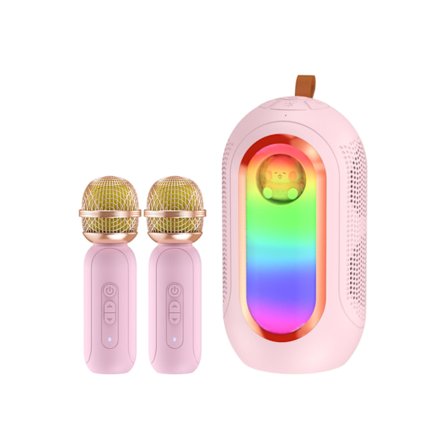 Mini Karaoke-maskin för barn och vuxna med 2 trådlösa mikrofoner, bärbar karaoke-maskin, födelsedagspresent, leksak YEMAESRE