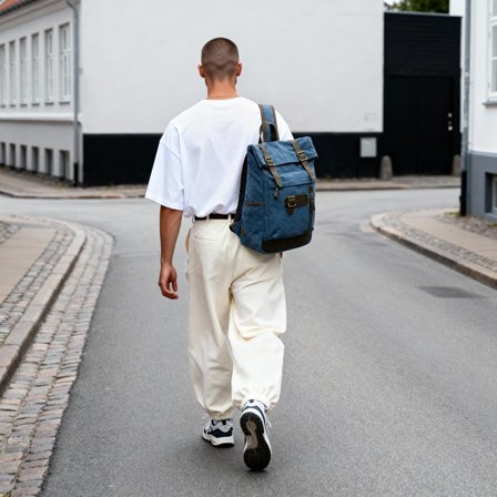 Robuster Vintage-Rucksack aus Blauem-Canvas und Leder für Männer - Rucksäcke