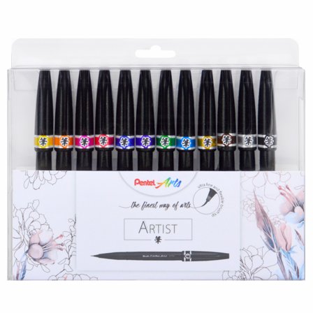 Pentel Artist Brush Sign Pen 12-set