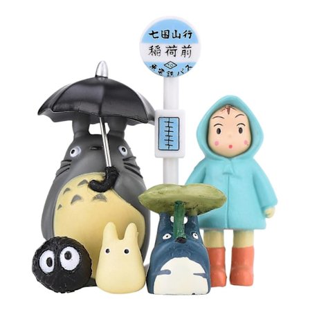 SET MED 6 Totoro Busshållplats och Mikrolandskapsfigurer, 100% Nya