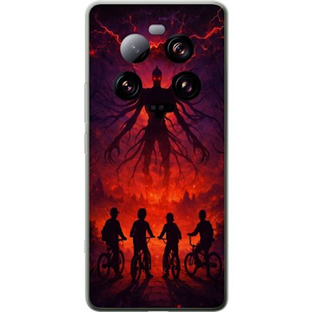 Kompatibelt Mobilskal till Xiaomi Xiaomi 13 Ultra Mörk fantasyillustration inspirerad av Stranger Things med övernaturlig varelse, blixtar och cykla