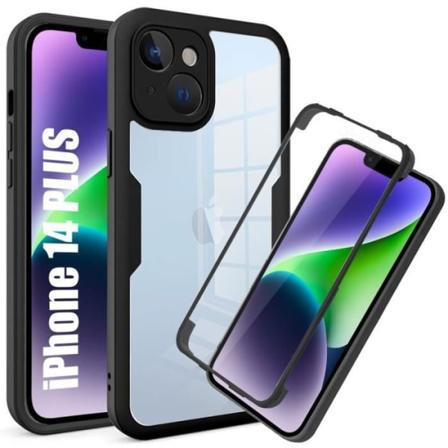 Fuldt silikonetui til iPhone 14 Plus (6,7") 360 graders beskyttelse Hard PC Bagside Rød Svart