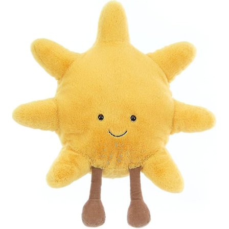 Amuseable solpude pude, gul sjov sol plys pude, kawaii sommer solskin plysdyr, sofa pude pude bil nakkepude (11,8 tommer)