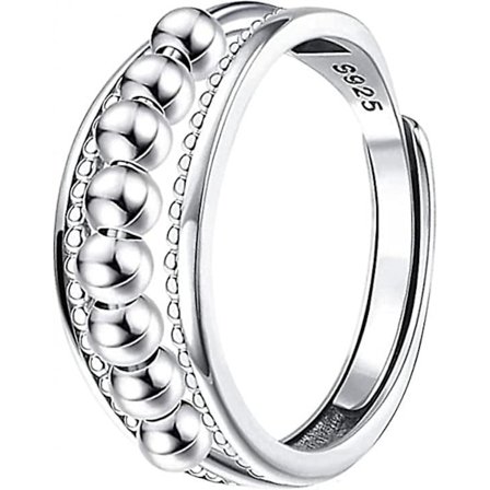 Angstring til kvinder, sølv fidget ring til angst ringbånd justerbar